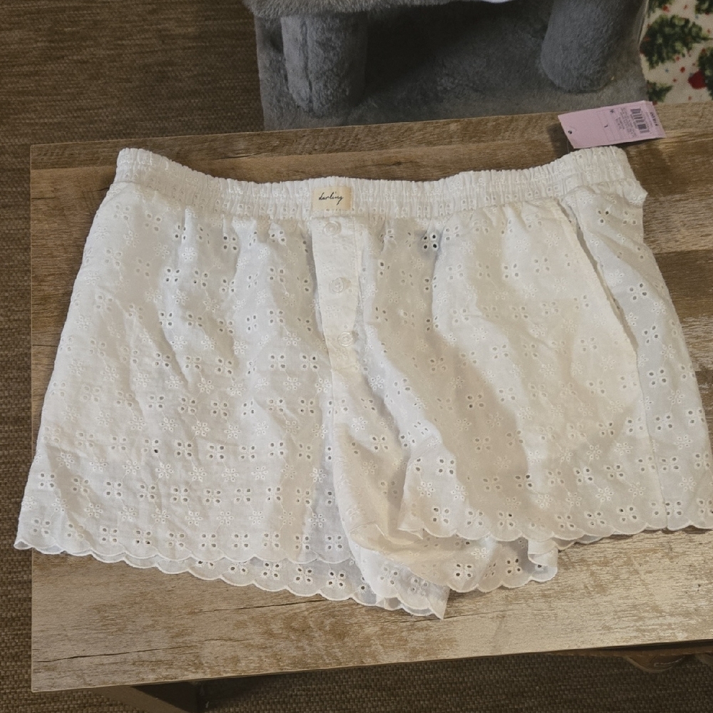 NWT See Through White Shorts With Floral Pattern